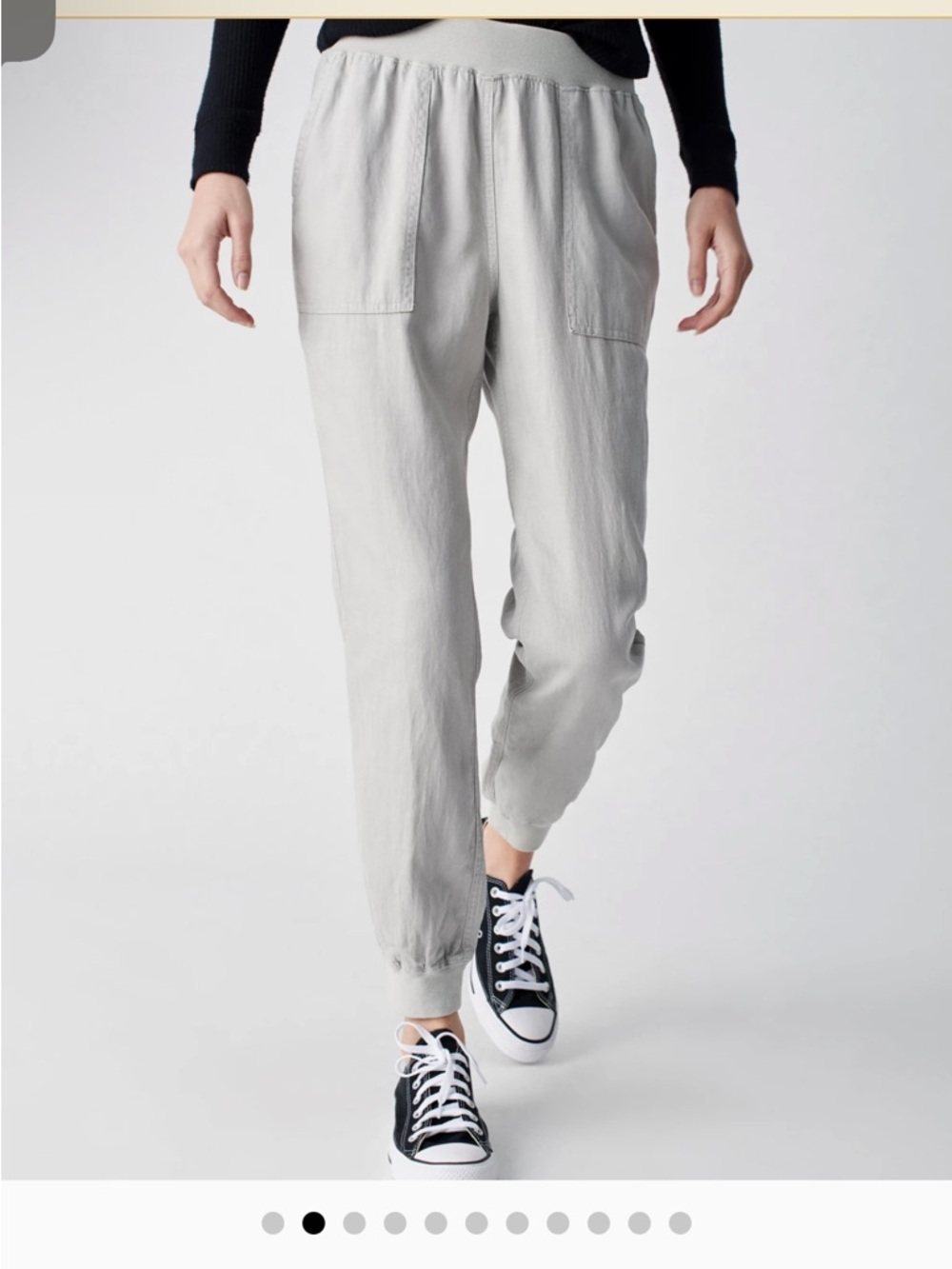 Faherty Women's Large Grey Linen Blend Arlie Day Pant Jogger With Pockets